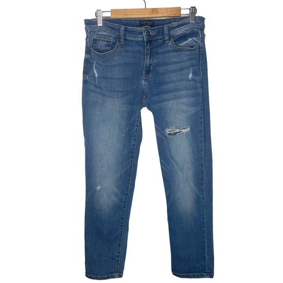 JUDY BLUE Boyfriend Fit Jeans Mid Rise Stretch Distressed JB8275MD Size 11/30 - Picture 2 of 16